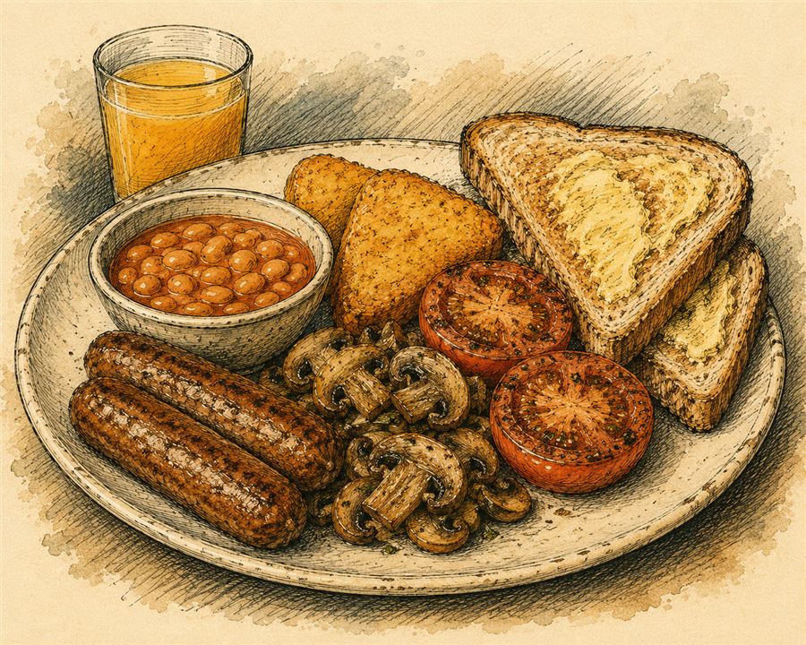 Illustrated vegan breakfast